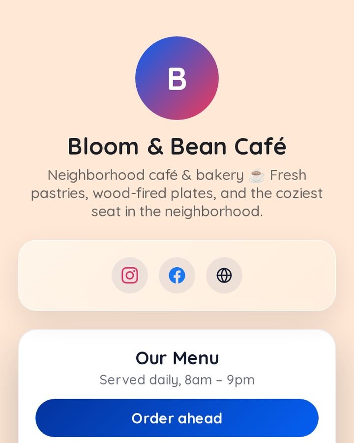 Café page on MyBioKit
