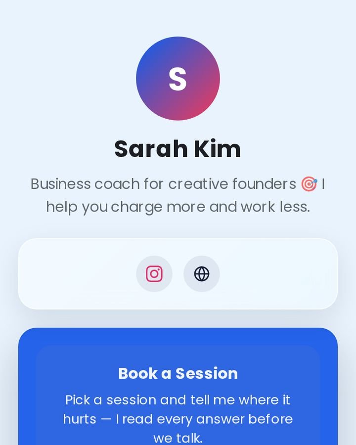 Business coach page on MyBioKit