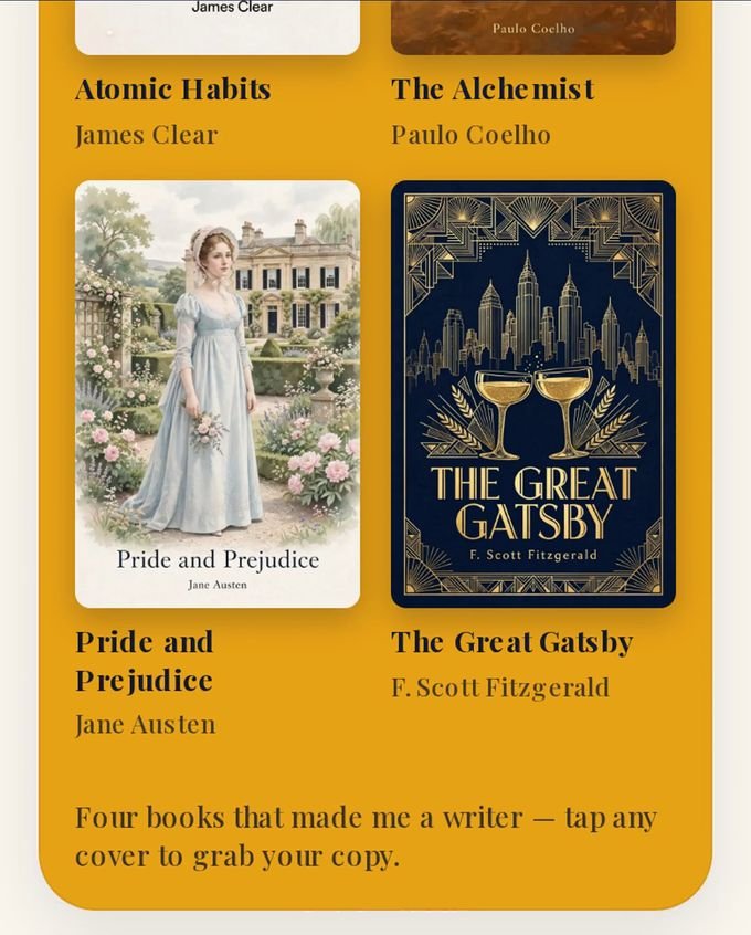 Bookshop widget showing book covers for sale on an author page