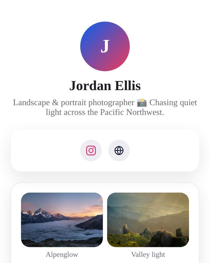 Photographer page on MyBioKit