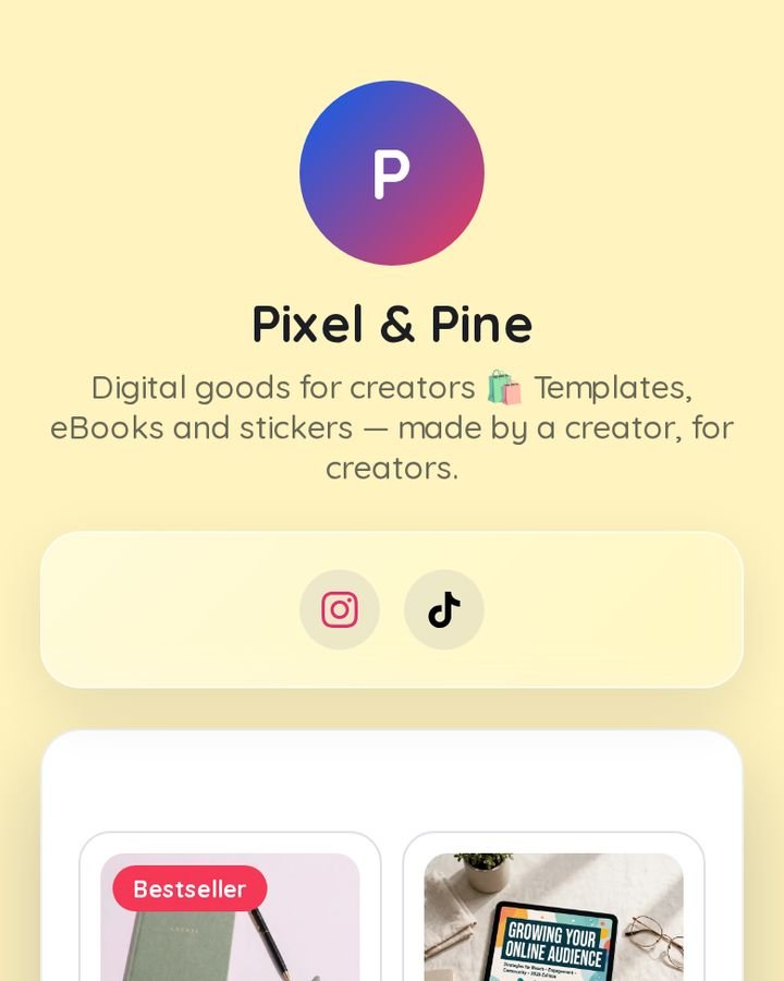 Creator shop page on MyBioKit